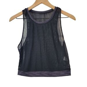 ZYIA Active Calm Luxe High Neck Mesh Tank Top Polka Dot Black Size Large